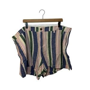Old Navy Blue and Green Striped Shorts with Relaxed Fit